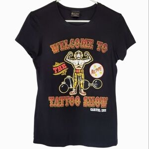 2037 * Cartel Ink Welcome To The Tattoo Show Graphic Tee Black Size L